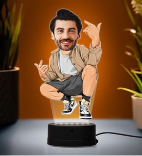 Doğum Günü Hediyesi,Sevgiliye Hediye, Kişiye Özel Fotoğraflı Rapçi Karikatür 3D Led Lamba (Beyaz)