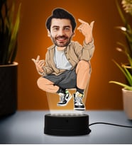 Doğum Günü Hediyesi,Sevgiliye Hediye, Kişiye Özel Fotoğraflı Rapçi Karikatür 3D Led Lamba (Beyaz)