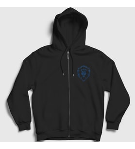 Presmono Unisex Siyah Alliance Logo World Of Warcraft Oyun Fermuarlı Kapüşonlu Sweatshirt 422930tt