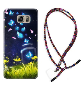 Samsung S7 Edge S20 Fe Plus Ultra S21 S22 Kılıf Boyun Asklı Rasta Silikon Neon Butterflys 1309