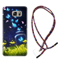 Samsung S7 Edge S20 Fe Plus Ultra S21 S22 Kılıf Boyun Asklı Rasta Silikon Neon Butterflys 1309