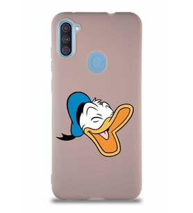Samsung Galaxy M11 Soft Premier Kapak Donald Duck-E Tasarımlı Silikon Kılıf - Pudra (Şeffaf)