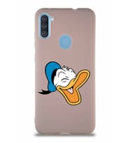 Samsung Galaxy M11 Soft Premier Kapak Donald Duck-E Tasarımlı Silikon Kılıf - Pudra (Şeffaf)