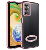 Galaxy A24 Kılıf Köşeleri Renkli Şeffaf Kamera Korumalı Silikon Luxury Kapak (Rose)
