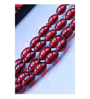 7x11 mm Beyzi Mustafa Uysal İmzalı Vişne Ateşi Kehribar Tesbih (Lacivert-Kırmızı)