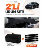 VOLKSWAGEN PASSAT B8 (2015-2020) Uyumlu Torpido Örtüsü + Tay Tüyü Bagaj Çantası Seti - Siyah