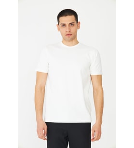 Beyaz Bisiklet Yaka Basic Erkek T-Shirt