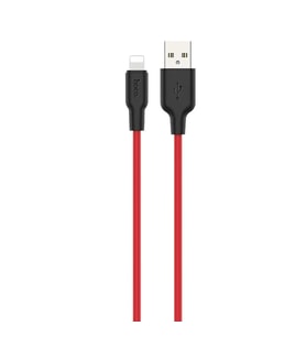 HOCO X21 Plus USB to iPhone Lightning Silikon Hızlı Şarj ve Data Kablosu-(5775) - ETC4967-6019 (Siyah-Kırmızı)