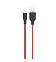 HOCO X21 Plus USB to iPhone Lightning Silikon Hızlı Şarj ve Data Kablosu-(5775) - ETC4967-6019 (Siyah-Kırmızı)