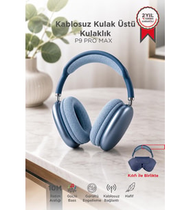 Torima Bluetooth Kulaklık Kulak Üstü Sd Kart Girişli Kablosuz Aux Kablolu Kulaklık P9 Pro Max Mavi