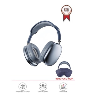 Torima P9 Pro Max Mavi Kablosuz 5.0 Mikrofonlu Sd Kart Girişli Aux Kablolu Bluetooth Kulaklık