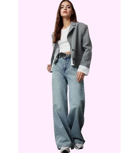 Kadın Denim Palazzo Jean Pamuk Rahatlık ve Şıklığı Bir Arada Günlük Kullanım Modern Tasarım (Mavi)