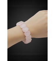 Geniş Taşlı Doğal Pembe Kuvars Bileklik 341-2 (Açık Pembe)