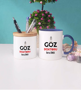 Göz Doktoru Kupa Bardak Lacivert ve Kalemlik
