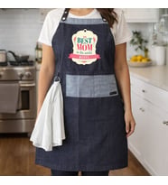 BK Gift Kişiye Özel Anneler Günü Tasarımlı Pamuk Denim Havlu Detaylı Mutfak Önlüğü -4, Aşçı ve Şef Önlüğü, Ev Hediyesi