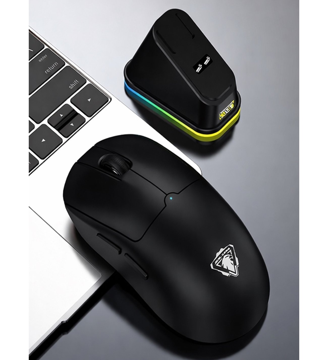 Kablosuz Bluetooth + 2.4GHz RGB Işıklı Şarjlı Mouse - Manyetik