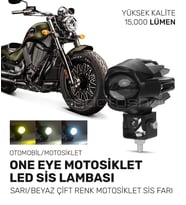 ONE EYE Sarı/Beyaz Çift Renk Motoklet Sis Farı - Kolay Kurulum, 1 Adet 12-24 Volt Uyumlu