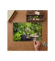 Beyaz Şarap -Peynir Tabağı - Üzüm Bağları - Tasarımı 240 parça Ahşap Puzzle Ahşap Kutuda MP01389