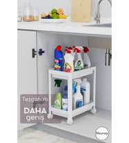 Çift Katlı Tekerlekli Çok Amaçlı Düzenleyici, Mutfak ve Banyo İçin