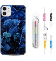 Apple iPhone 11 12 13 Mini Kılıf Kablo Koruma Spiral Silikon Blue Foid 1628