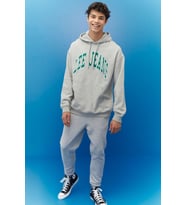 L84JRYMP Lee Erkek Loose Fit Rahat Kesim Kapüşonlu Şardonlu Sweatshirt (Gri)
