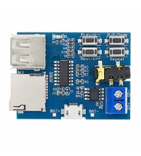 TFU MP3 Wav Ses Müzik Çalma Kartı 3W Amfi Micro SD Usb Flash Okuyucu 3.5mm Ses Soketi
