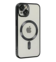 ALLY iPhone 14 6.1inç Renkli Kenar Lazer Çerçeveli Magsafe Uyumlu Silikon Kılıf (Siyah)