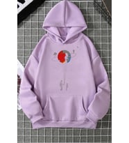 Unisex Evren Temalı Baskılı Sweatshirt (Lila)