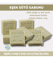 Bitkiselce Saf ve doğal içeriklerle Eşek Sütü Sabunu  950 gr (8 Kalıp)