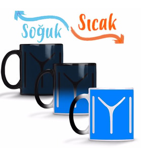 Kayı Boyu Bayrağı Logosu Sihirli Kupa Bardak Porselen