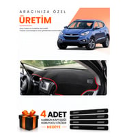 HYUNDAİ İX35 (2009-2015) Uyumlu Torpido Koruma Örtüsü Oto Kılıfı - Siyah Kırmızı