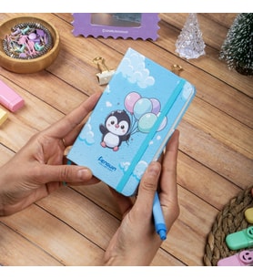 9x14 cm Sert Kapak Çizgili Not Okul Defteri - Penguen 1 (Çok Renkli)