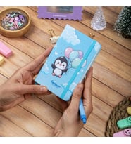 9x14 cm Sert Kapak Çizgili Not Okul Defteri - Penguen 1 (Çok Renkli)