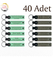 Yeşil & Kül Gri, Şirket Açılışlarına Özel Hediye, 40’lı Set, İsimli Anlamlı Deri Anahtarlık