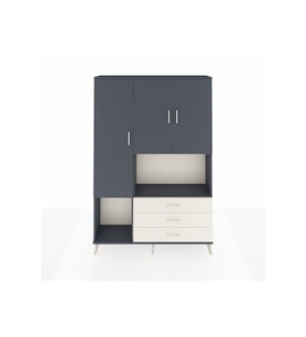 Arges Dolap 6 Raflı 3 Çekmeceli 3 Kapaklı 132x30x195 Antrasit-Antrasit/Aytaşı