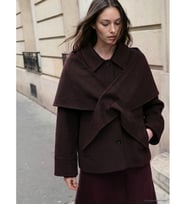 LCW Modest Bordo Yün Karışımlı Bağlamalı Kadın Kaşe Kaban