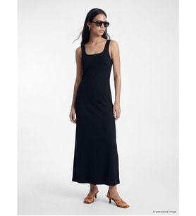 LCW Vision Siyah Kare Yaka Bodycon Elbise