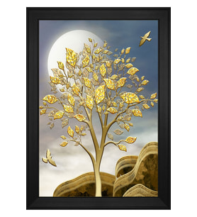 Manzara Temalı Kanvas Tablo 80 x 110 cm Siyah Çerçeve