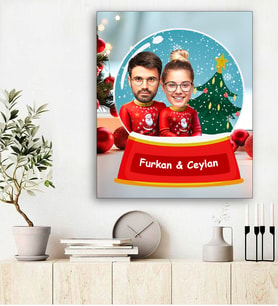 Kişiye Özel Yılbaşı Tasarımlı Fotoğraflı Kanvas Tablo