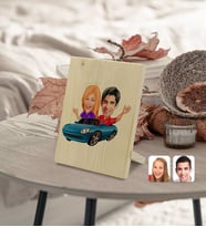 BK Gift Kişiye Özel Sevgililer Karikatürlü Dekoratif Ahşap Çerçeve Model 52
