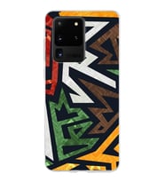 Samsung Galaxy S20 Ultra Kapak  Soyut Grafiti Tasarımlı Şeffaf Silikon Kılıf