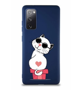 Samsung Galaxy S20 FE Soft Premier Kapak Coolcat Tasarımlı Silikon Kılıf - Lacivert (Şeffaf)