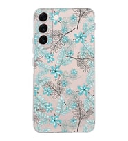 Samsung Galaxy S22 Plus  Kamera Korumalı Kapak Floral Su Yeşili Tasarımlı  Şeffaf Kılıf