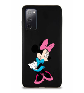 Samsung Galaxy S20 FE Soft Premier Kapak Minnie Mouse-F Tasarımlı Silikon Kılıf - Siyah (Şeffaf)