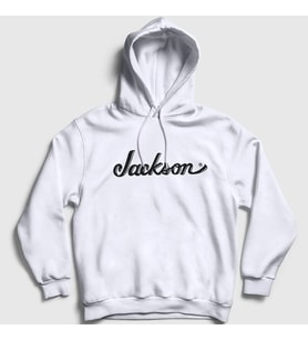 Presmono Unisex Beyaz Logo Jackson Hediye Gitar Kapüşonlu Sweatshirt 544090tt (Beyaz)