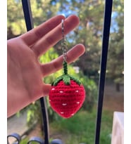 Sevimli Çilek Kiraz Amigurumi Örgü Anahtarlık ve Çanta Aksesuarı (Kırmızıyeşil)