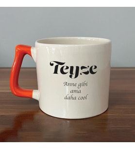 Teyze Baskılı Turuncu Kulplu D Kupa