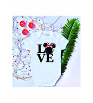 Unisex Bebek Baskılı Mouse Love %100 Pamuklu Çıtçıtlı Body Zıbın