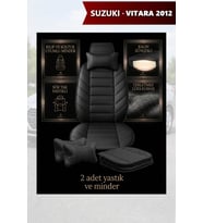 suzuki vitara 2012 Koltuk ve Kılıf uyumlu Yastık Lüks Minder Siyah 2 Minder 2 Yastık