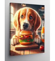 Kanvas Tablo Hamburger Yiyen Köpek
